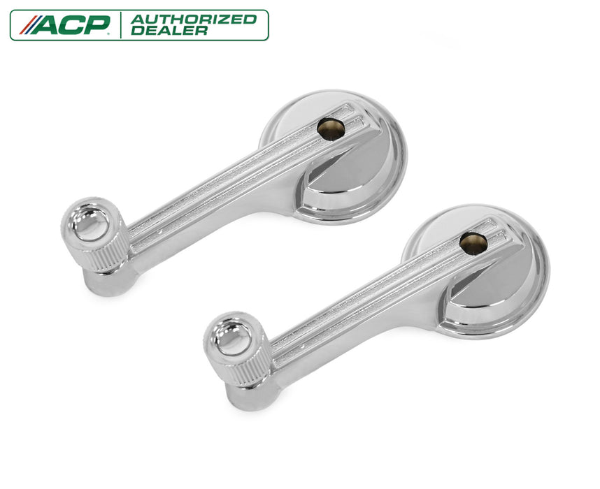 1965-1967 Ford Mustang Chrome Inside Door Window Manual Crank Handles Pair