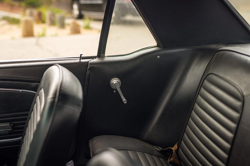 1965-1967 Ford Mustang Chrome Inside Quarter Window Manual Crank Handles & Backing Plates Pair
