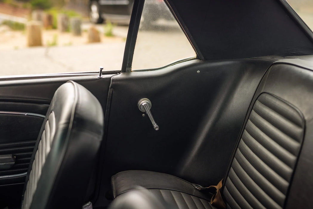 1965-1967 Ford Mustang Chrome Inside Quarter Window Manual Crank Handles & Backing Plates Pair