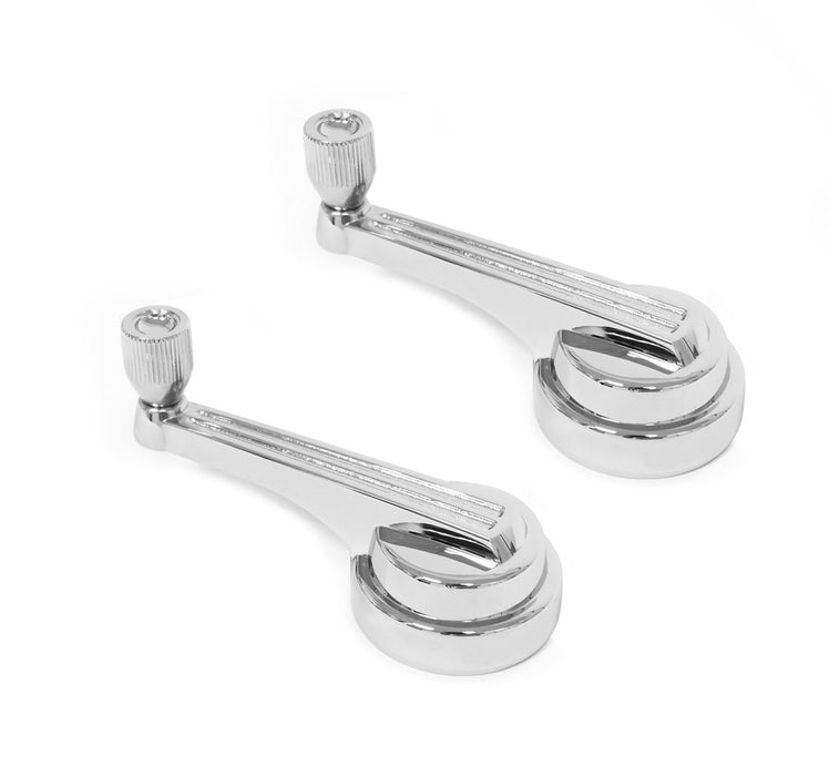 1965-1967 Ford Mustang Chrome Inside Rear Quarter Window Manual Crank Handle Pair