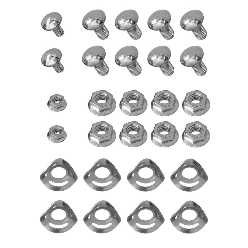 1969-1970 Ford Mustang Front & Rear 28pc Chrome Bumper Bolt Hardware Kit