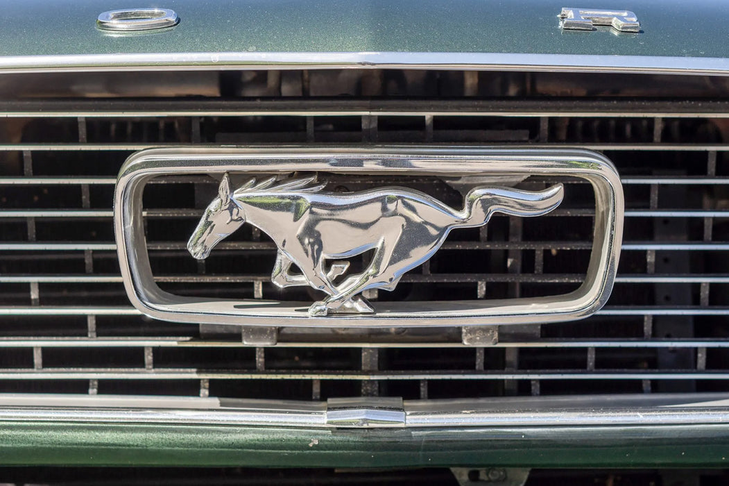 1966 Ford Mustang Standard Grille Chrome Running Horse Emblem & Corral Trim