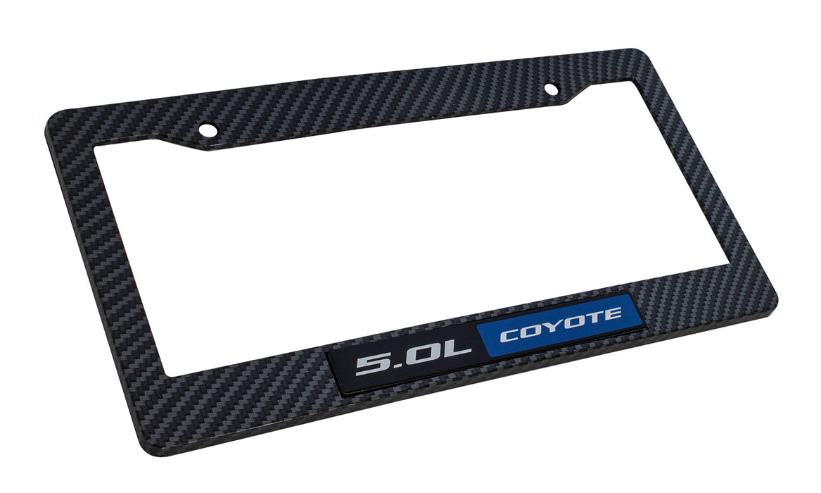 2011-2023 Mustang GT 5.0 Coyote Blue Emblem w/ Carbon Fiber Style License Frame