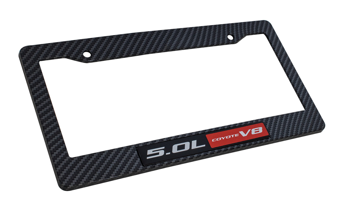 2011-2023 Mustang GT 5.0 Coyote Emblem w/ Carbon Fiber Style License Plate Frame