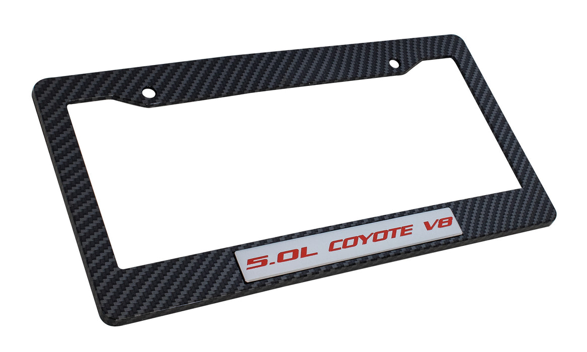 2011-2023 Mustang GT F150 5.0 Coyote V8 Emblem Carbon Fiber Style License Frame