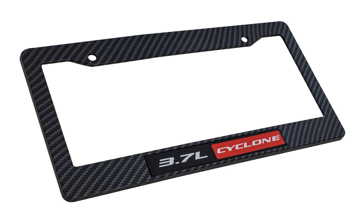 2011-2019 Mustang V6 3.7L Cyclone Emblem w/ Carbon Fiber Style License Frame