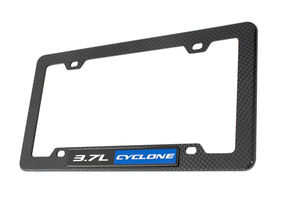 2011-2019 Ford Mustang V6 3.7L Cyclone Emblem w Carbon Fiber Style License Frame