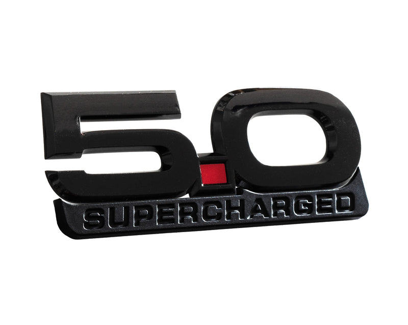 2015-2023 Mustang GT 5.0 V8 5" Supercharged Black Fender Lower Emblem Accent