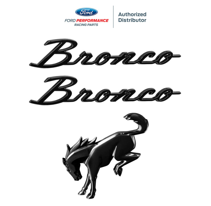 2021-2025 Bronco OEM Gloss Black Script Fender Emblems & Rear Trunk Emblem