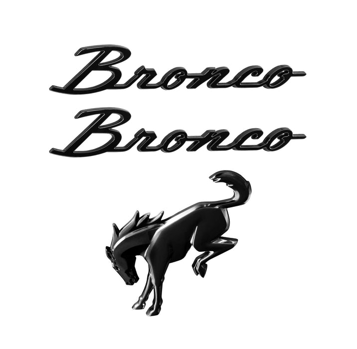 2021-2025 Bronco OEM Gloss Black Script Fender Emblems & Rear Trunk Emblem