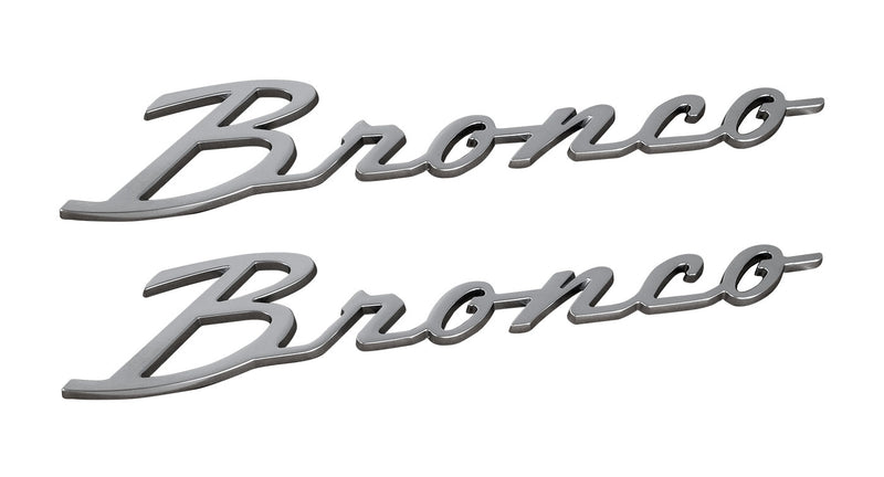 2021-2026 Ford Bronco OEM M-1447-BSS Silver Script Heritage Fender Emblems Pair