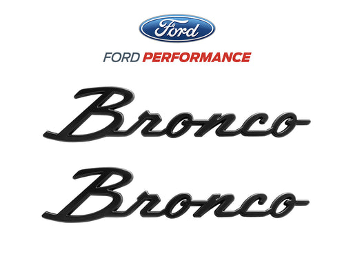 2021-2025 Ford Bronco OEM M-1447-BSMB Matte Black Script Heritage Fender Emblems Pair