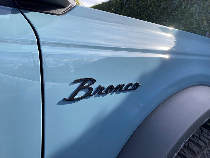 2021-2026 Ford Bronco OEM Gloss Black Script Fender Emblems & Rear Trunk Emblem