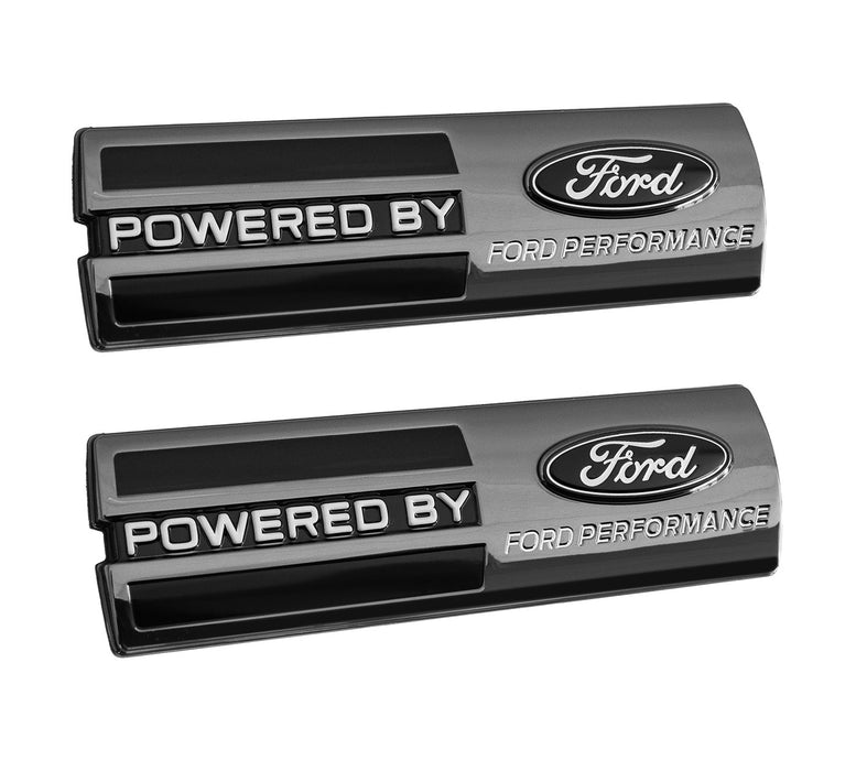 OEM Powered By Ford Performance 5.5" Fender Emblems Badges Two Tone Black - Pair
