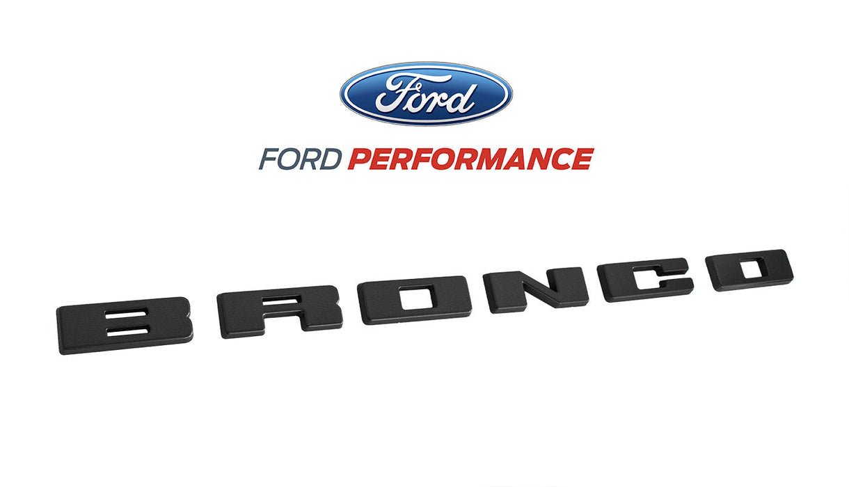 2021-2025 Bronco Ford Performance M-1447-BLMB Matte Black Grille Emblem Letters Overlay