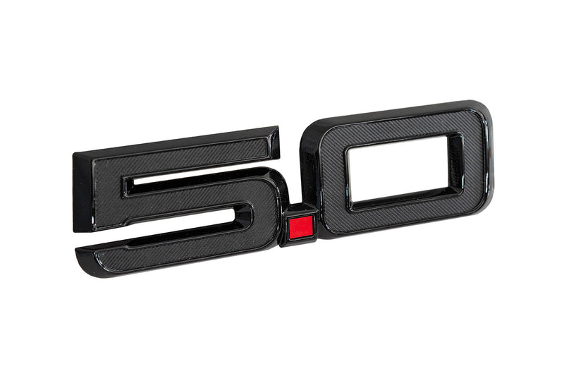 2024-2026 Ford Mustang GT OEM PR3Z-16228-C 5.0 Black 5.5" Fender Side Emblems Pair