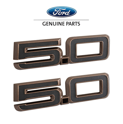 2024 Ford Mustang GT OEM PR3Z-16228-D 5.0 Bronze 5.5" Fender Side Emblems - Pair