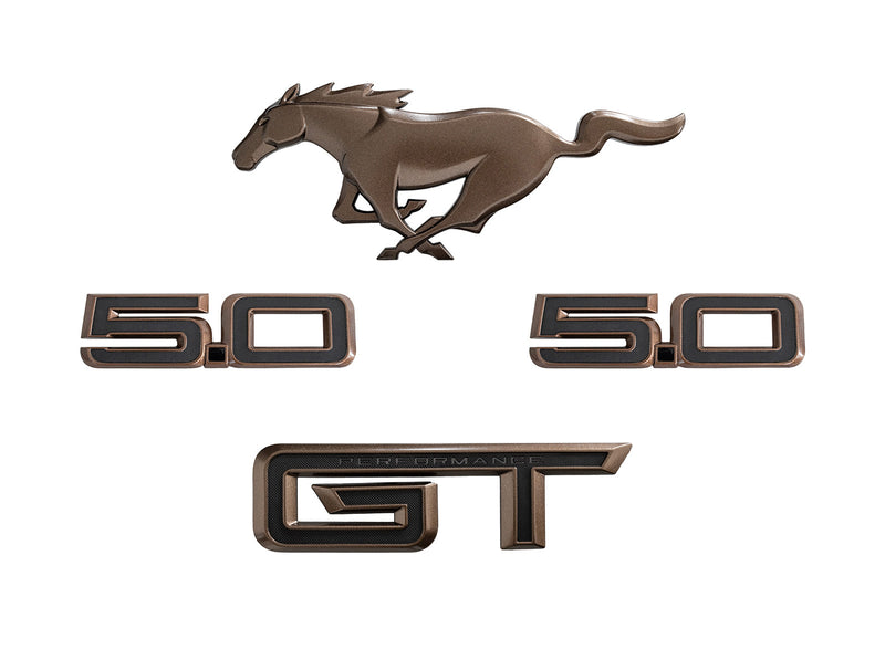 2024-2026 Mustang GT OEM Grille Fender & Deck Lid 4pc Emblem Set Sinister Bronze