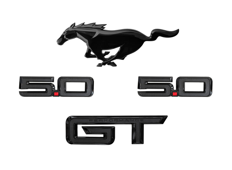 2024-2025 Mustang GT OEM Nite Pony Grille Fender & Deck Lid 4pc Emblem Set Black