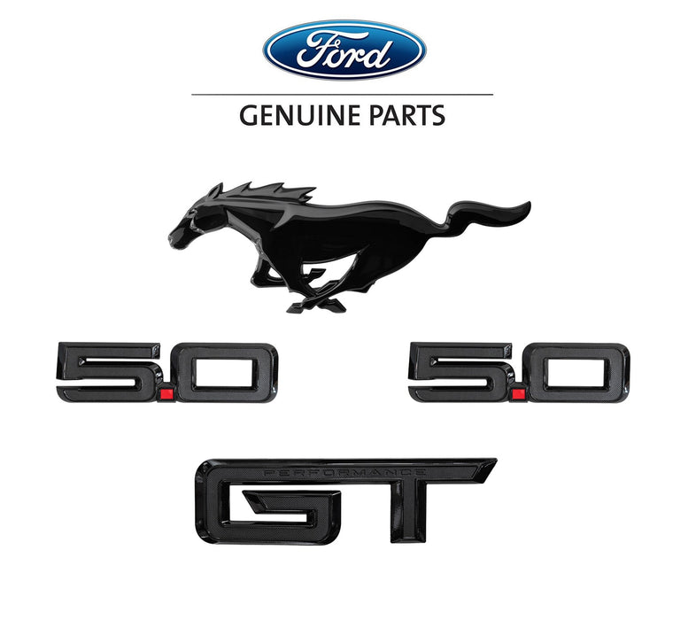 2024 Ford Mustang GT OEM Nite Pony Grille Fender & Deck Lid 4pc Emblem Set - Black