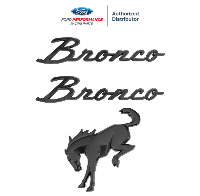 2021-2026 Bronco OEM Matte Black Script Fender Emblems & Rear Trunk Emblem