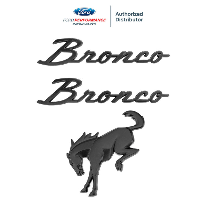2021-2025 Bronco OEM Matte Black Script Fender Emblems & Rear Trunk Emblem