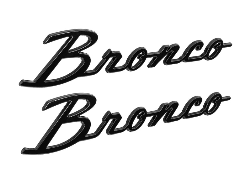 2021-2026 Ford Bronco OEM M-1447-BSGS 9" Gloss Black Script Fender Emblems Pair