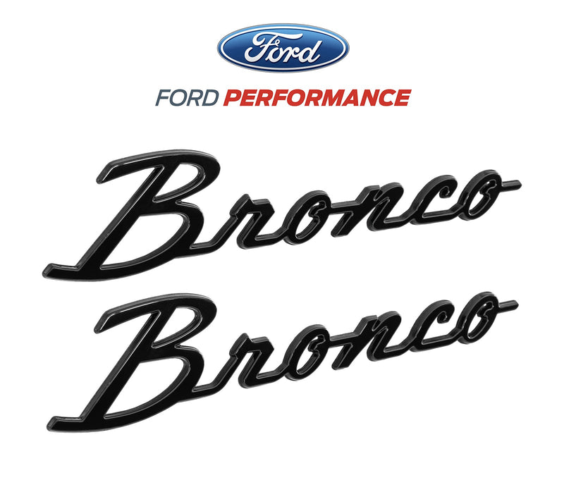 2021-2026 Ford Bronco OEM M-1447-BSGS 9" Gloss Black Script Fender Emblems Pair