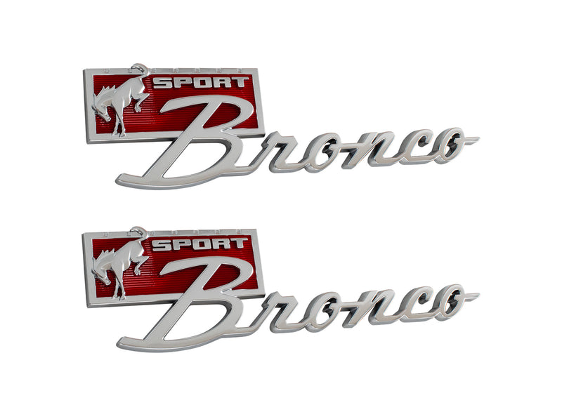 2021-2026 Bronco OEM M-1447-BSPRT Bronco Sport Silver & Red Fender Emblems Pair