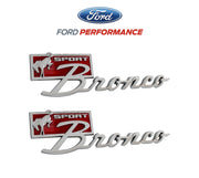 2021-2026 Bronco OEM M-1447-BSPRT Bronco Sport Silver & Red Fender Emblems Pair