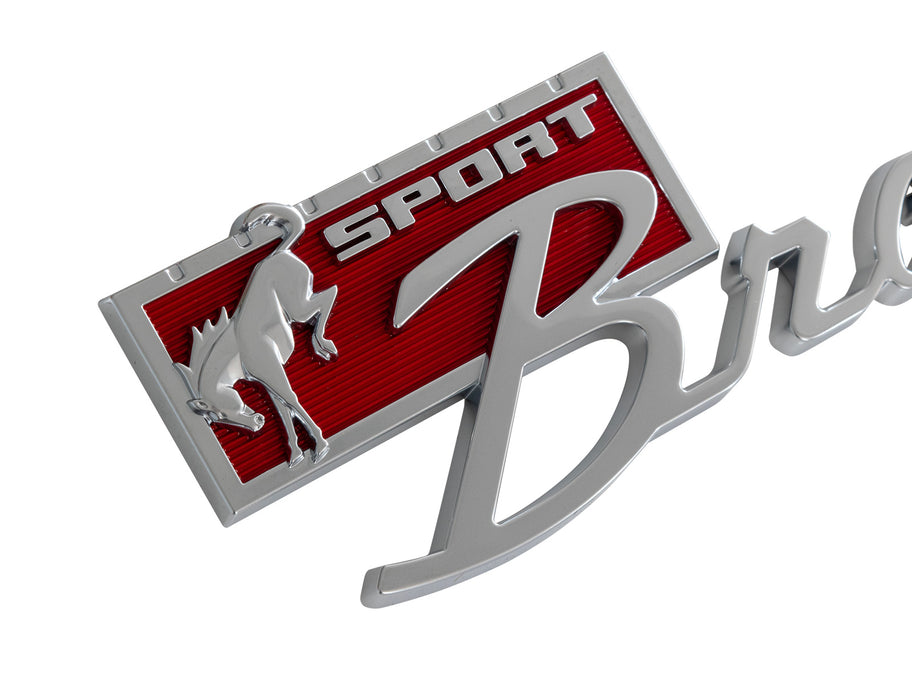 2021-2024 Ford Bronco OEM M-1447-BSPRT 9" Bronco Sport Silver & Red Script Fender Emblems Pair