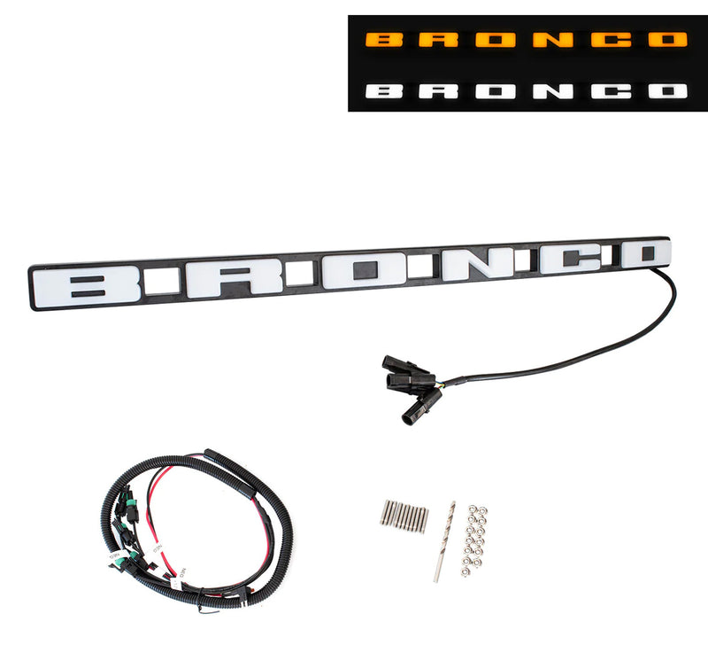 2021-2026 Bronco w/o Front Camera Amber White LED Light Up Grille Emblem Letters