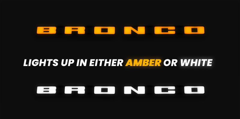 2021-2026 Bronco w/ Front Camera Amber White LED Light Up Grille Emblem Letters