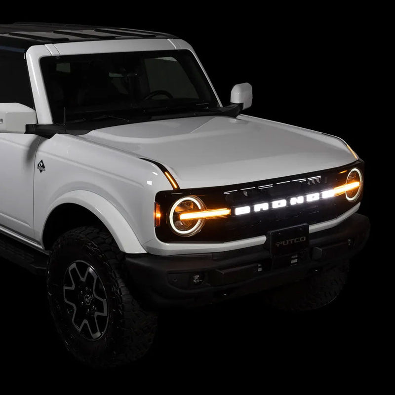 2021-2026 Bronco w/o Front Camera Amber White LED Light Up Grille Emblem Letters