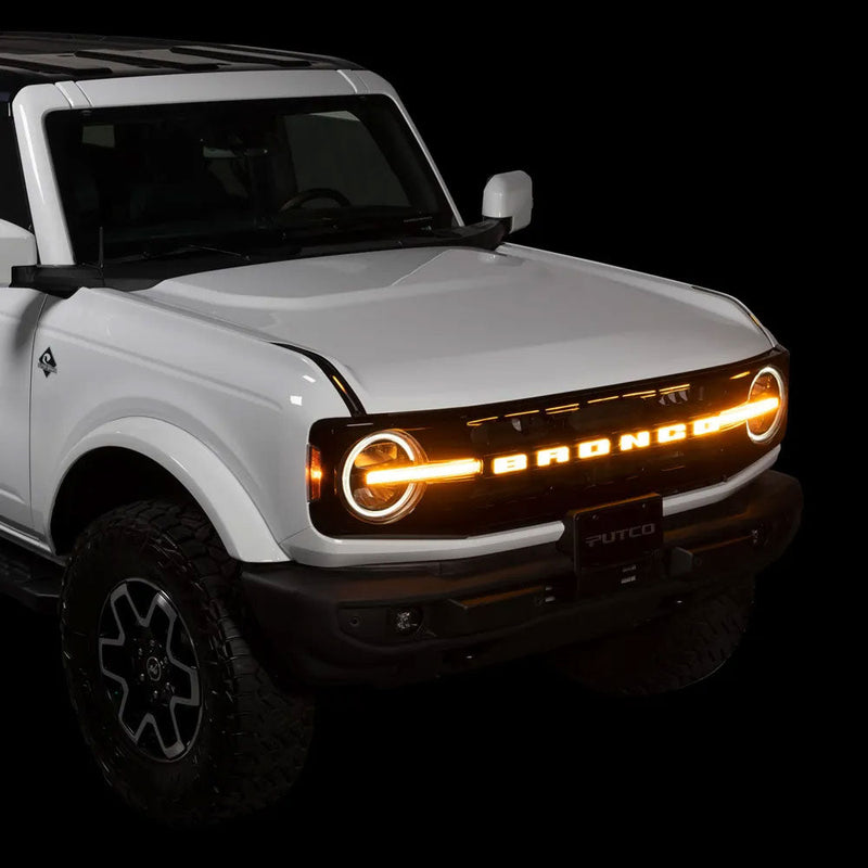 2021-2026 Bronco w/o Front Camera Amber White LED Light Up Grille Emblem Letters