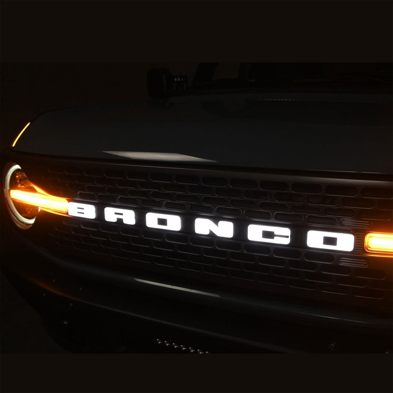 2021-2026 Bronco w/ Front Camera Amber White LED Light Up Grille Emblem Letters