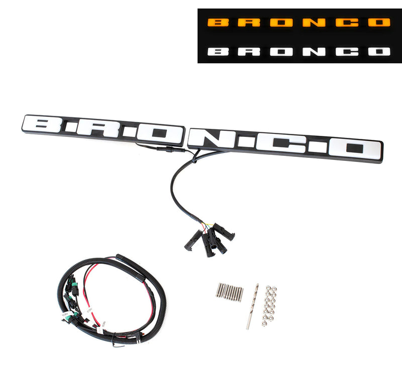 2021-2026 Bronco w/ Front Camera Amber White LED Light Up Grille Emblem Letters