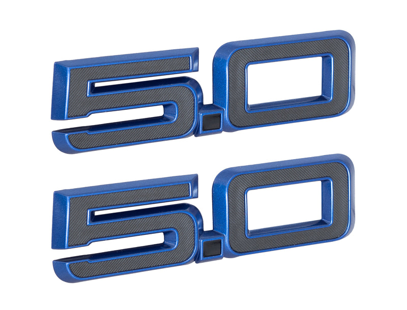 2024-2026 Mustang GT California Special OEM 5.0 Blue Fender Emblems Pair LH RH