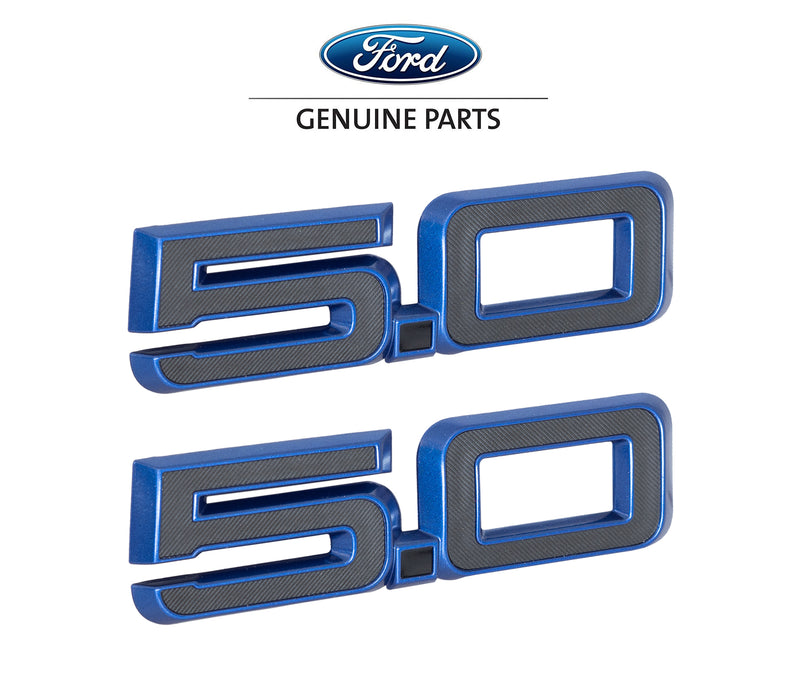2024-2026 Mustang GT California Special OEM 5.0 Blue Fender Emblems Pair LH RH