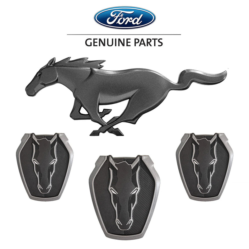2024-2026 Mustang GT Dark Horse OEM Gray Grille Fender Deck Lid 4pc Emblem Set