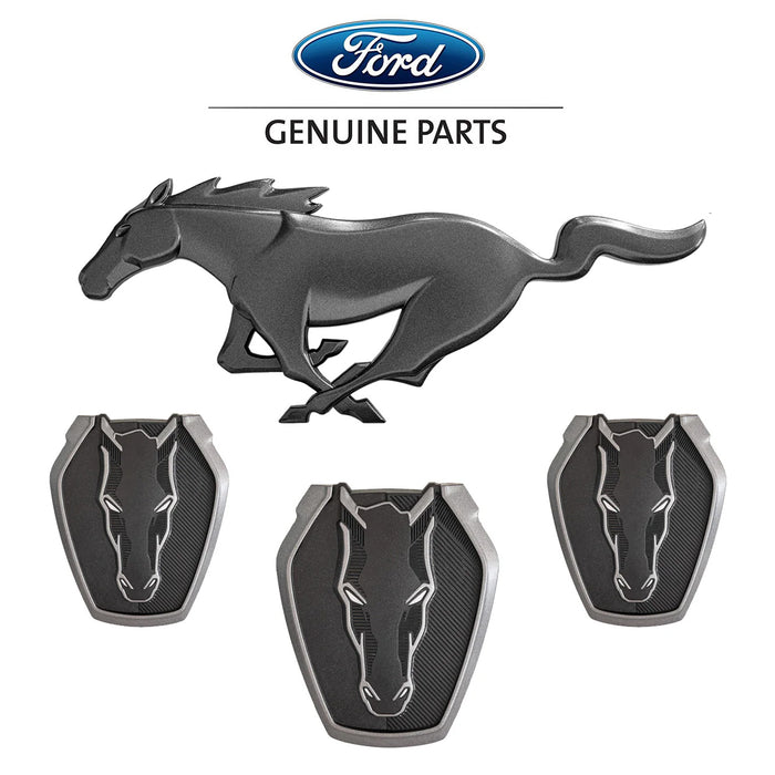 2024-2025 Ford Mustang GT Dark Horse OEM Black OEM Grille Fender & Deck Lid 4pc Emblem Set