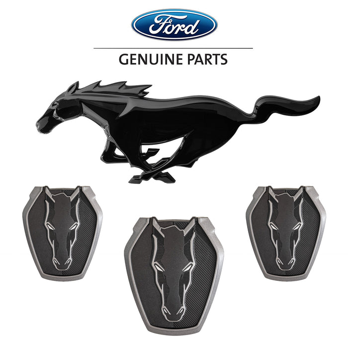 2024-2025 Ford Mustang GT Dark Horse OEM Black OEM Grille Fender & Deck Lid 4pc Emblem Set