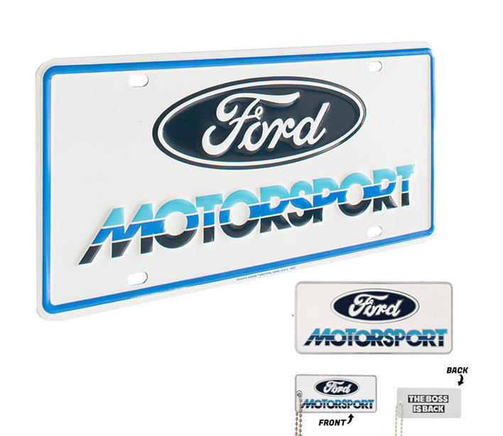 Ford Motorsport Early 1980s Style Logo Blue Metal License Plate Insert, Keychain, & Emblem (Copy)