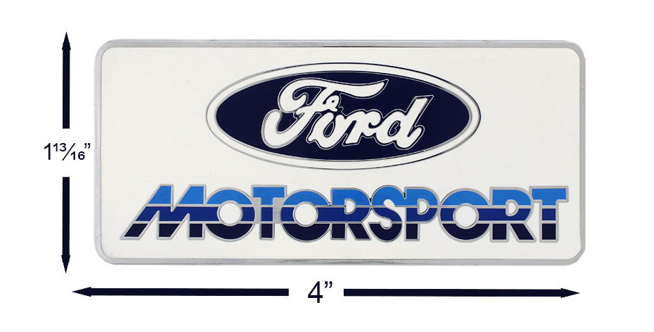 Ford Motorsport Early 1980s Style Logo Blue Metal License Plate Insert, Keychain, & Emblem