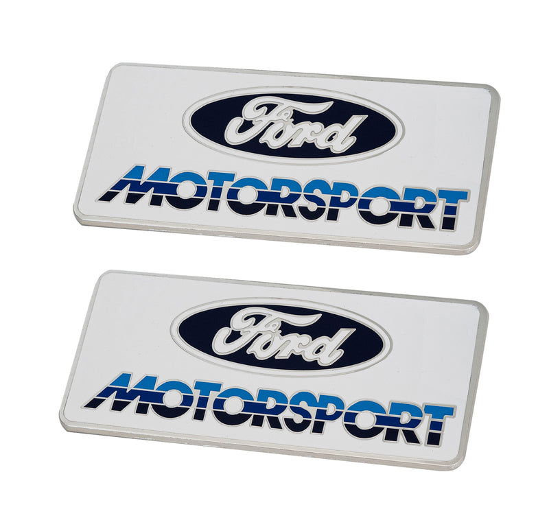 Ford Motorsport 4" Metal Emblems Early 1980s Style Blue 3 Color Logo - Pair