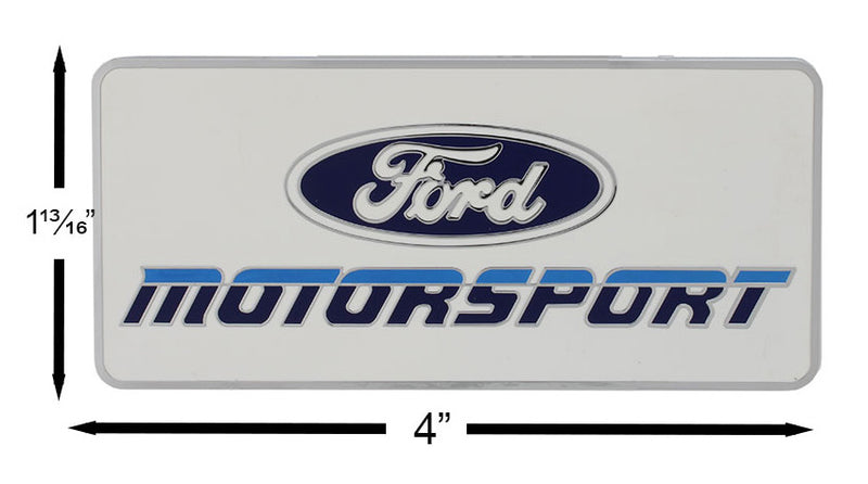 Ford Motorsport Late 1980s Style Logo Blue Metal License Plate Insert, Keychain, & Emblem