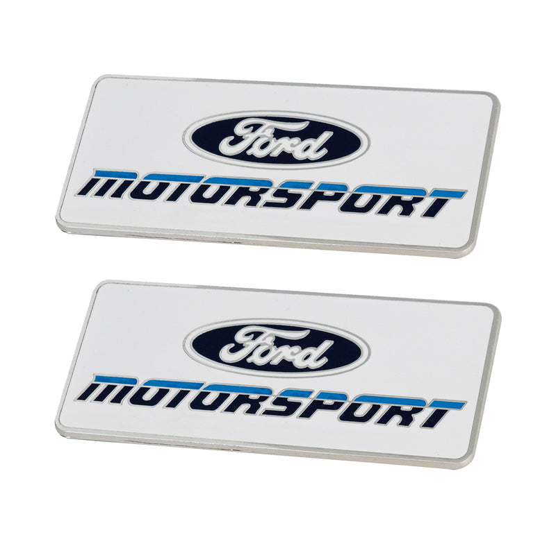 Ford Motorsport 4" Metal Emblems Late 1980s Style Blue 2 Color Logo - Pair
