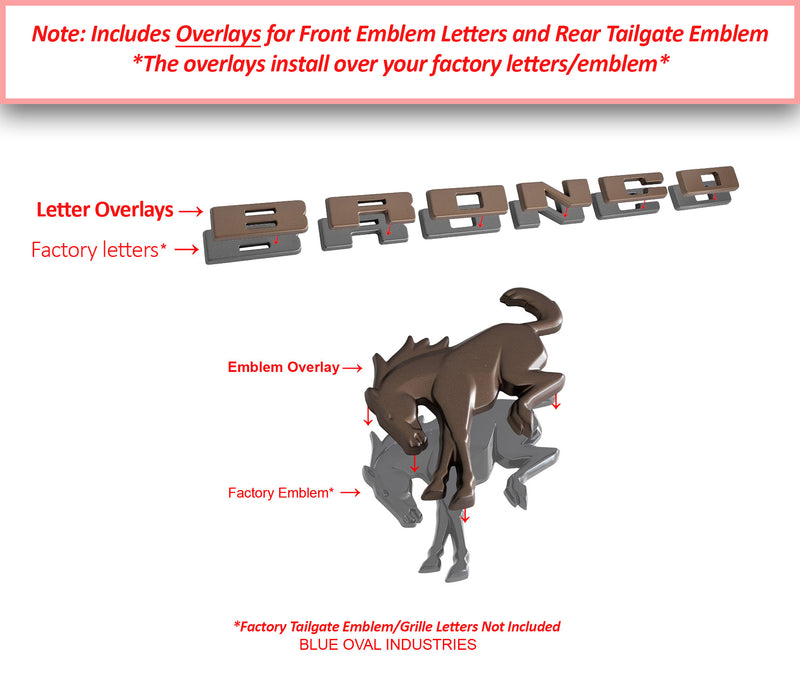 2021-2027 Bronco Sinister Bronze Fender Emblems w/ Grille & Tailgate Overlays
