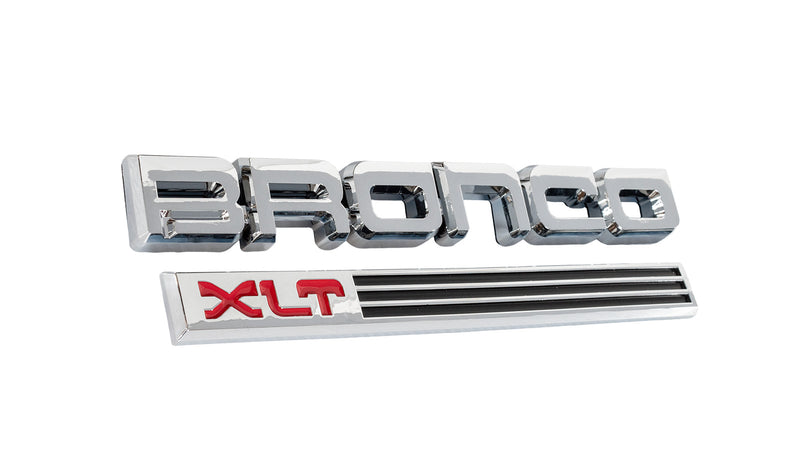 1987-1991 Ford Bronco XLT Chrome Fender Side Emblems Pair LH & RH, Set of 4