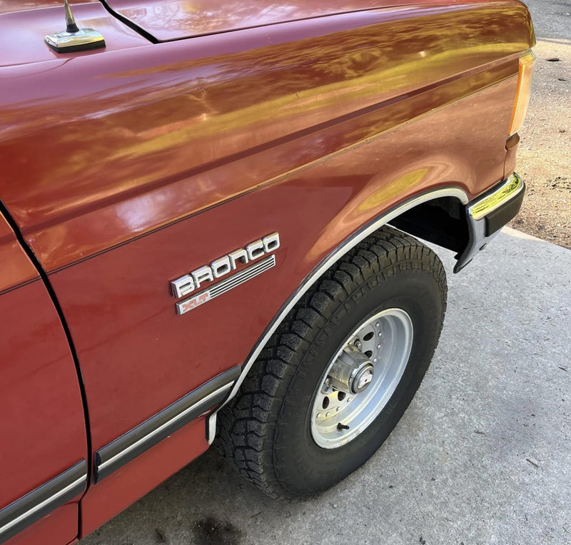 1987-1991 Ford Bronco XLT Chrome Fender Side Emblems Pair LH & RH, Set of 4